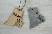 Rhode Island Outline Ornament | Rustic Wood | Heart Home | Rhode Island Love | Etched | Laser Cut