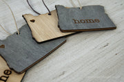 Oregon Outline Ornament | Rustic Wood | Heart Home | Oregon Love | Etched | Laser Cut