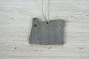 Oregon Outline Ornament | Rustic Wood | Heart Home | Oregon Love | Etched | Laser Cut