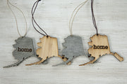 Alaska Outline Ornament | Rustic Wood | Heart Home | Alaska Love | Etched | Laser Cut