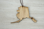 Alaska Outline Ornament | Rustic Wood | Heart Home | Alaska Love | Etched | Laser Cut