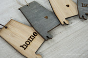 Alabama Outline Ornament | Rustic Wood | Heart Home | Alabama Love | Etched | Laser Cut