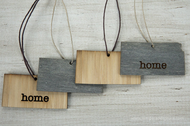 Kansas Outline Ornament | Rustic Wood | Heart Home | Kansas Love | Etched | Laser Cut