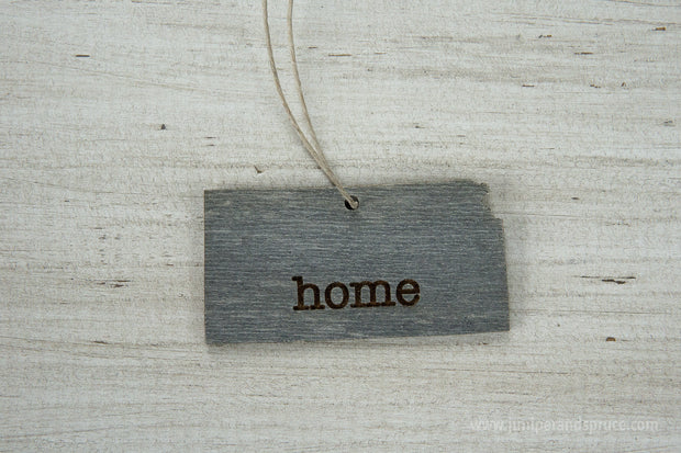Kansas Outline Ornament | Rustic Wood | Heart Home | Kansas Love | Etched | Laser Cut
