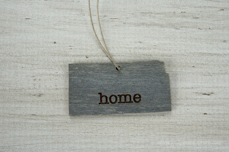Kansas Outline Ornament | Rustic Wood | Heart Home | Kansas Love | Etched | Laser Cut