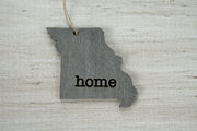 Missouri Outline Ornament | Rustic Wood | Heart Home | Missouri Love | Etched | Laser Cut