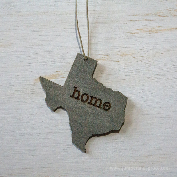 Texas Outline Ornament | Rustic Wood | Heart Home | Texas Love | Etched | Laser Cut