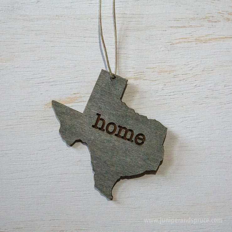 Texas Outline Ornament | Rustic Wood | Heart Home | Texas Love | Etched | Laser Cut