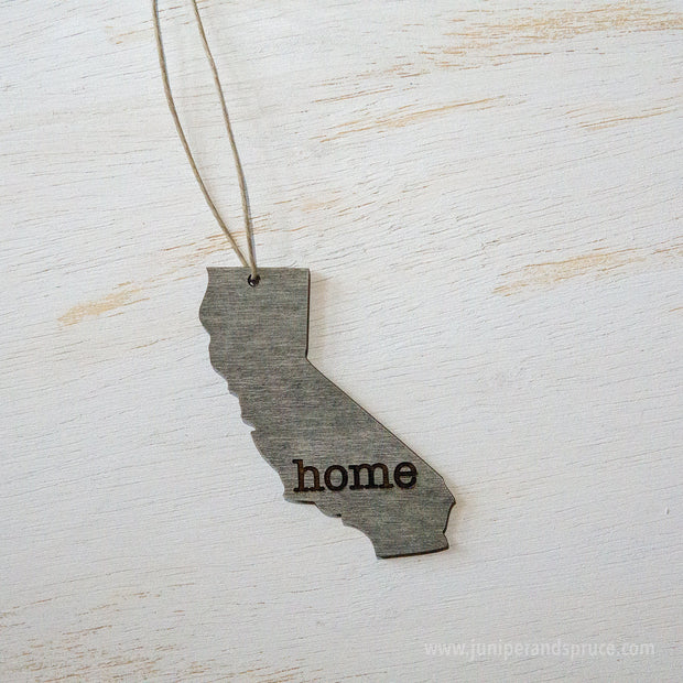 California Outline Ornament | Rustic Wood | Heart Home | California Love | Etched | Laser Cut
