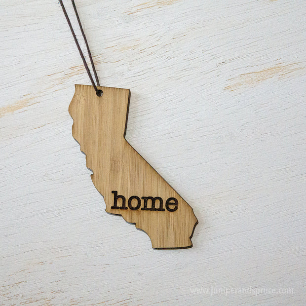 California Outline Ornament | Rustic Wood | Heart Home | California Love | Etched | Laser Cut