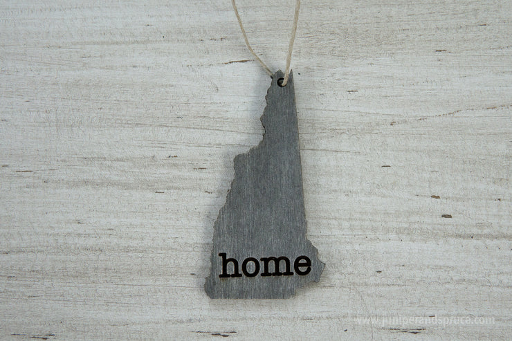 New Hampshire Outline Ornament | Rustic Wood | Heart Home | New Hampshire Love | Etched | Laser Cut