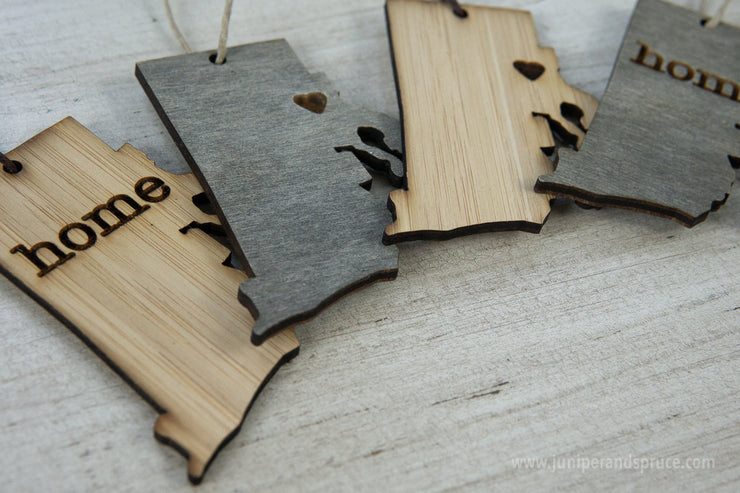 Rhode Island Outline Ornament | Rustic Wood | Heart Home | Rhode Island Love | Etched | Laser Cut