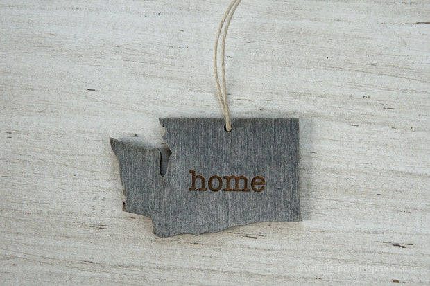 Washington Outline Ornament | Rustic Wood | Heart Home | Washington Love | Etched | Laser Cut