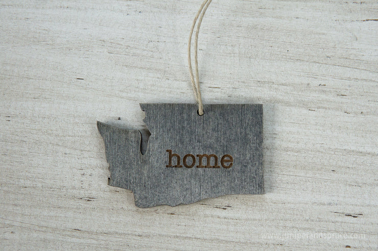 Washington Outline Ornament | Rustic Wood | Heart Home | Washington Love | Etched | Laser Cut