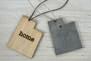 Utah Outline Ornament | Rustic Wood | Heart Home | Utah Love | Etched | Laser Cut