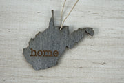 West Virginia Outline Ornament | Rustic Wood | Heart Home | West Virginia Love | Etched | Laser Cut