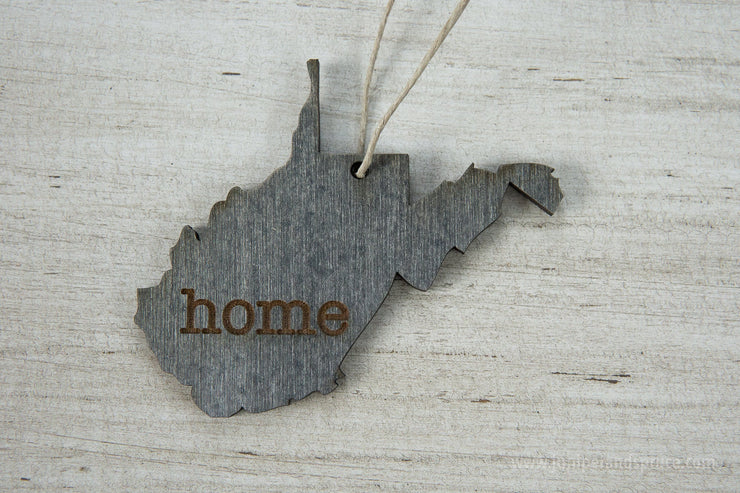 West Virginia Outline Ornament | Rustic Wood | Heart Home | West Virginia Love | Etched | Laser Cut