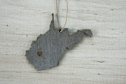 West Virginia Outline Ornament | Rustic Wood | Heart Home | West Virginia Love | Etched | Laser Cut