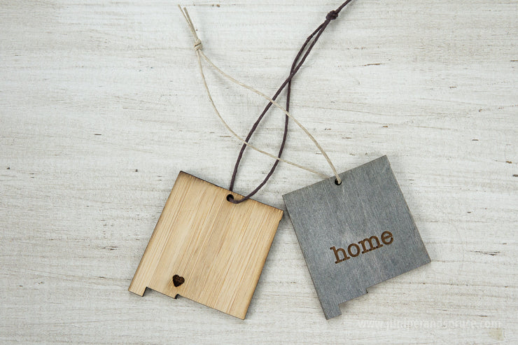 New Mexico Outline Ornament | Rustic Wood | Heart Home | New Mexico Love | Etched | Laser Cut
