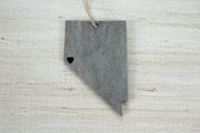 Nevada Outline Ornament | Rustic Wood | Heart Home | Nevada Love | Etched | Laser Cut