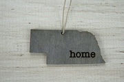 Nebraska Outline Ornament | Rustic Wood | Heart Home | Nebraska Love | Etched | Laser Cut