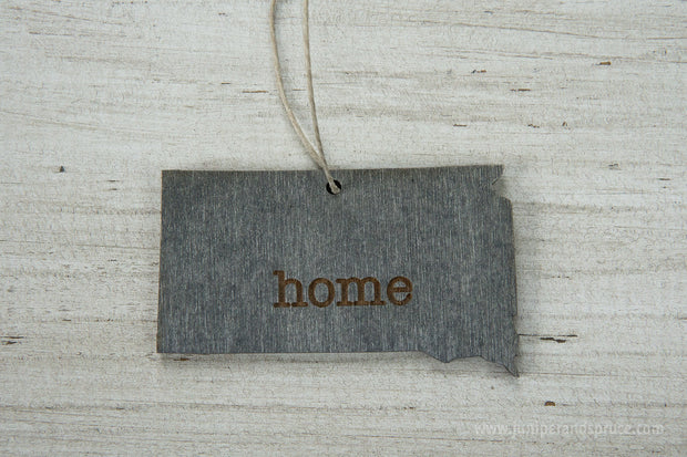 South Dakota Outline Ornament | Rustic Wood | Heart Home | South Dakota Love | Etched | Laser Cut