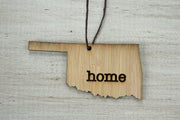 Oklahoma Outline Ornament | Rustic Wood | Heart Home | Oklahoma Love | Etched | Laser Cut
