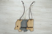 Mississippi Outline Ornament | Rustic Wood | Heart Home | Mississippi Love | Etched | Laser Cut