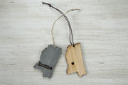 Mississippi Outline Ornament | Rustic Wood | Heart Home | Mississippi Love | Etched | Laser Cut