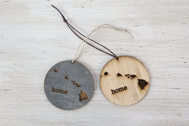 Hawaii Ornament | Rustic Wood | Home | Hawaii Home | Etched | Laser Cut