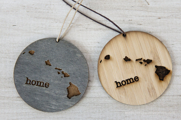 Hawaii Ornament | Rustic Wood | Home | Hawaii Home | Etched | Laser Cut