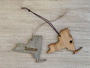 New York Outline Ornament | Rustic Wood | Heart Home | New York Love | Etched | Laser Cut