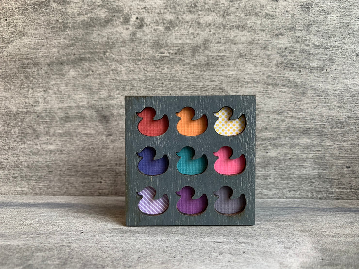 Magnet - Yellow Polka Dotted Duck Gray Duck